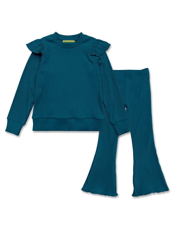 Girls' Midnight Ribbed Top & Flared Legging Set, Toddler Girls, Size 2T (2-PCS)