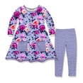 thumbnail image 1 of Millie Loves Lily Girls Periwinkle Rose Floral 2 Pocket Dress & Legging Set,Size 5, 2-PCS, 1 of 2