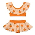 thumbnail image 1 of Millie Loves Lily Girls Orange Gingham Check 2-PC Ruffle Swimsuit,Big Girls,Size 6,2-PCS,UPF 50+, 1 of 6