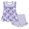thumbnail image 1 of Millie Loves Lily Girls Orchid Butterfly Print Top and Stripe Short Set Big Girls,Size 10,2-PCS, 1 of 4