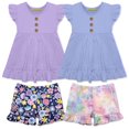 thumbnail image 1 of Millie Loves Lily Girls Orchid & Periwinkle Tops & Printed Shorts Set, Toddler Girls, Size 2T, 4PCS, 1 of 4