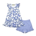 thumbnail image 1 of Millie Loves Lily Girls Periwinkle Butterfly Printed Top and Solid Short Set,Big Girls,Size 8,2-PCS, 1 of 4