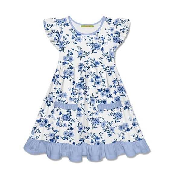 Millie Loves Lily Girls Periwinkle Floral 2-Pocket Dress,Big Girls,Size 10