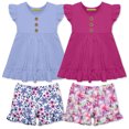 thumbnail image 1 of Millie Loves Lily Girls Periwinkle & Rose Violet Perfect Petal Floral Short Set, Big Girls, Size 4, 4PCS, 1 of 4