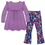 MILLIE LOVES LILY Girls Purple Ruffle Top & Floral Legging Set Size (2T-12)