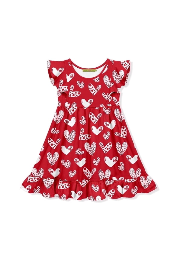 Girls Red Hearts Angel Wing Dress, Big Girls, Size 8