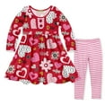 thumbnail image 1 of Millie Loves Lily Girls Valentine's Day Red Hearts and Flowers Long Sleeve Dress And Legging Set, Big Girls, Size 8, 2-PCS, 1 of 3