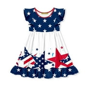 MILLIE LOVES LILY Girls Red, White & Blue Americana Border Dress , Big Girls, Size 6
