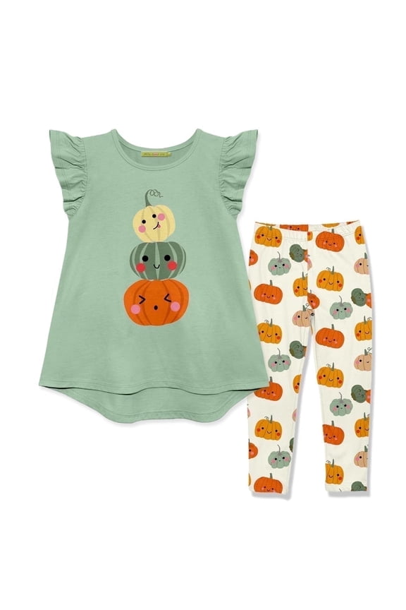 Girls' Sage Pumpkin Top & Printed Legging Set, Size 4, (2-PCS)