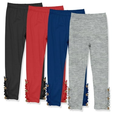 Millie Loves Lily Girls Solid Ruffle Legging Set with Button Accent, Big Girls, Size 6, 4PCS)