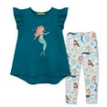 thumbnail image 1 of Millie Loves Lily Girls Teal Mermaid Top & Legging Set Size (2T-12), 1 of 5
