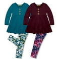 thumbnail image 1 of Millie Loves Lily Girls Teal and Burgundy Top & Floral Leggings 4-pcs, Big Girl, Size 6, 1 of 8