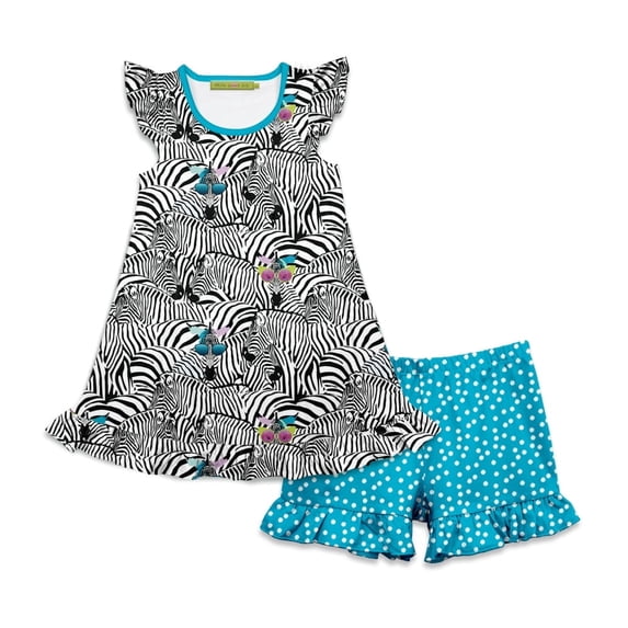 Millie Loves Lily Girls Zebra Printed Top and Dot Short Set,Toddler Girls,Size 3T,2-PCS