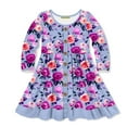 thumbnail image 1 of Millie Loves Lily Periwinkle Floral Dress with Decorative Buttons and Contrast Banding Toddler,Size 3T, 1 of 5