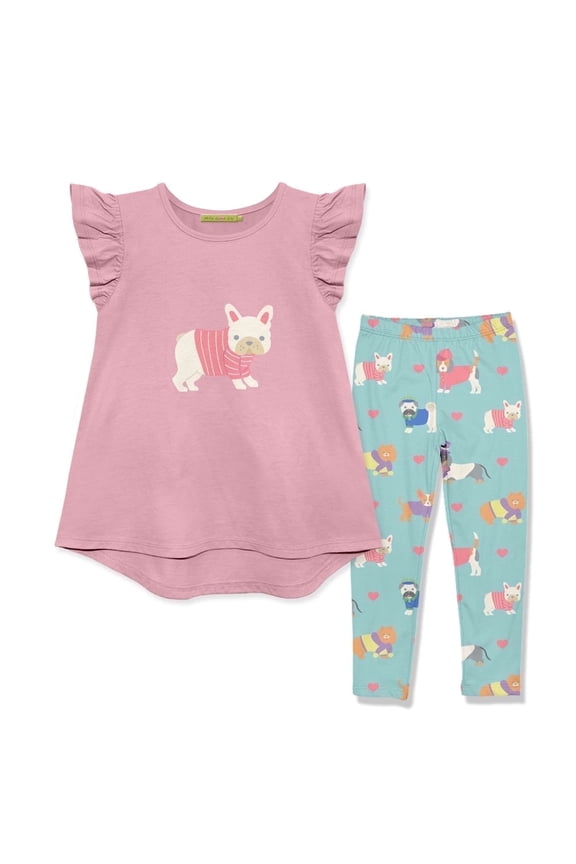 Toddler Girls Dusty Pink Doggie Days Top & Legging Set size (2T-12)