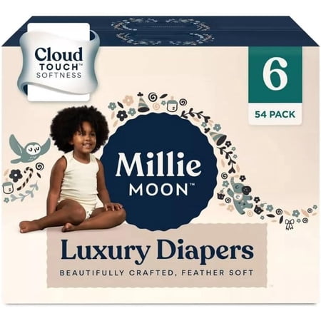 Millie~Moon Luxury Diapers ~ (6 Size ~ Count~ 54)