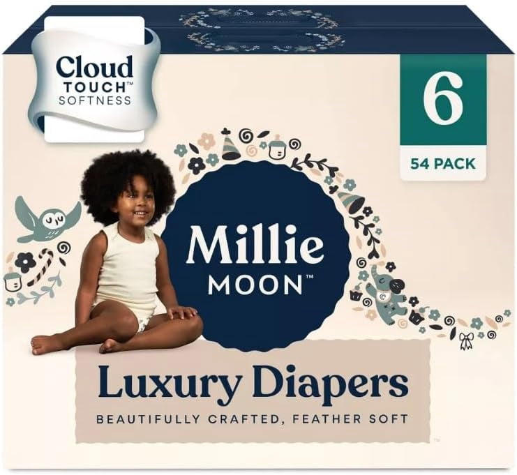 Millie~Moon Luxury Diapers ~ (6 Size ~ Count~ 54)