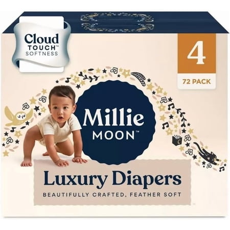 Millie Moon Luxury Diapers (Size-4 and Count-72) White(Pack of 1)