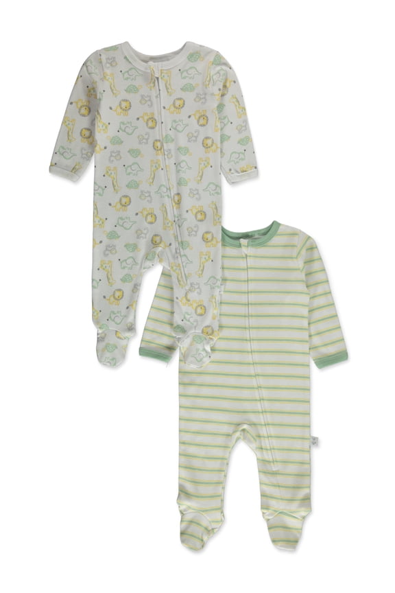 Baby Boys' 2-Pack Footed Coveralls Color: green/multi Size: 0 - 3 months