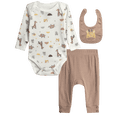 thumbnail image 1 of Millie & Myles Infant Boys and Girls Pants Set Baby Clothes with Bib and Long Sleeve Bodysuit, 1 of 7