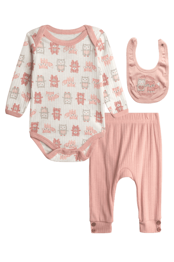 Infant Pants Set - Baby Clothes for Boys and Girls with Bib and Long Sleeve Bodysuit