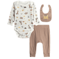 thumbnail image 1 of Millie & Myles Infant Pants Set - Baby Clothes for Boys and Girls with Bib and Long Sleeve Bodysuit, 1 of 7
