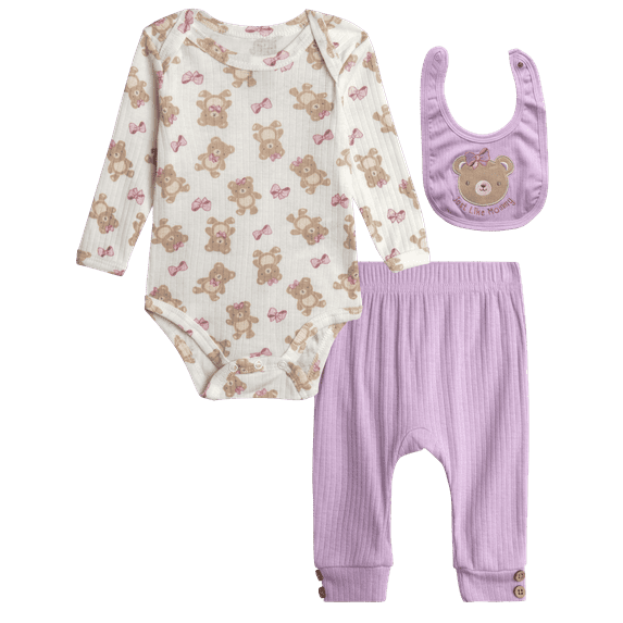 Millie & Myles Infant Pants Set - Baby Clothes for Boys and Girls with Bib and Long Sleeve Bodysuit