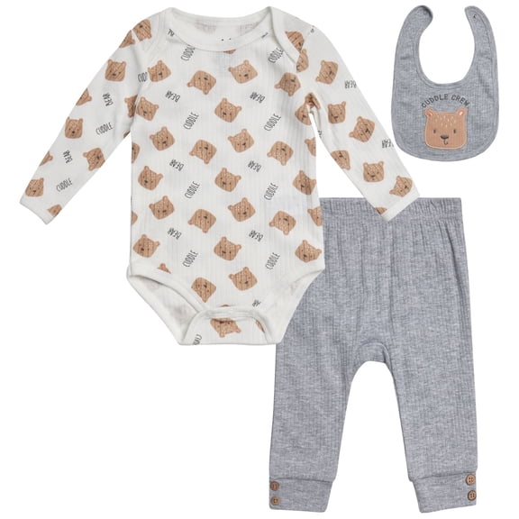Millie & Myles Infant Boys and Girls Pants Set Baby Clothes with Bib and Long Sleeve Bodysuit
