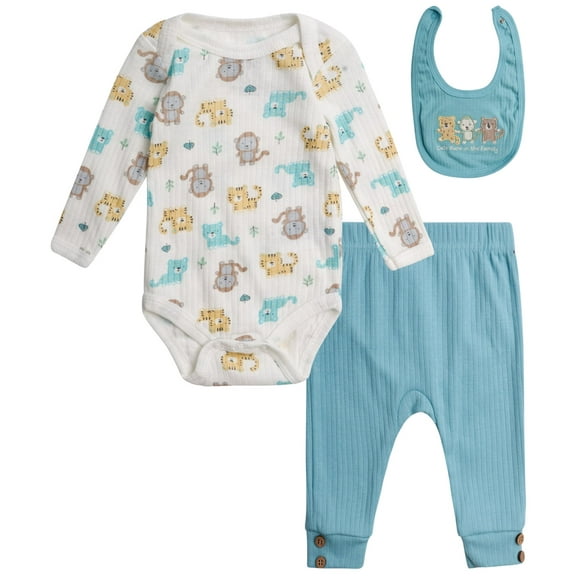Millie & Myles Infant Pants Set - Baby Clothes for Boys and Girls with Bib and Long Sleeve Bodysuit