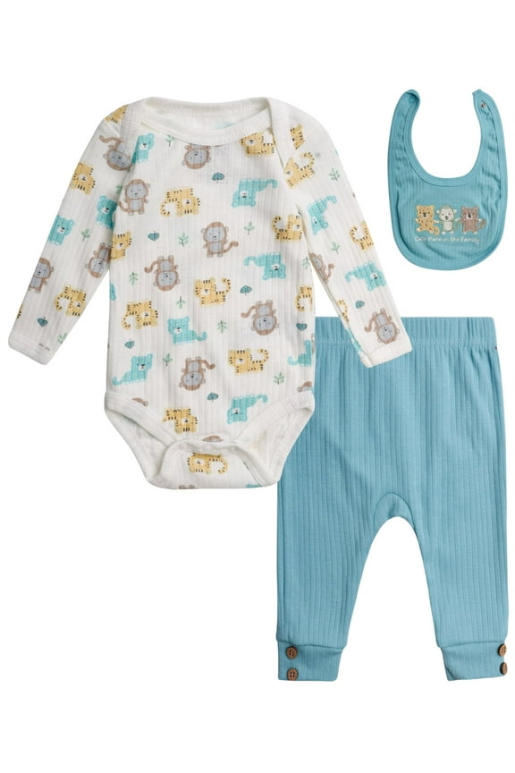 Infant Pants Set - Baby Clothes for Boys and Girls with Bib and Long Sleeve Bodysuit
