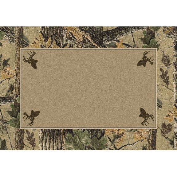 Milliken Beige Bordered Nature Area Rug Extra Brown - Aprx 3' 10" x 5' 4"
