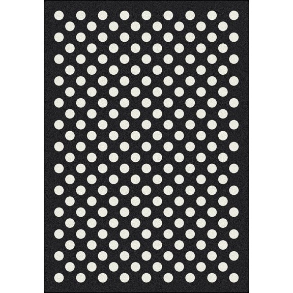 Milliken Black & White Area Rug Eclipse Nightfall Black Polka Dots Circles 5' 4" x 7' 8" Rectangle