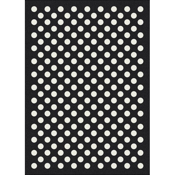 Milliken Black & White Area Rug Eclipse Nightfall Black Polka Dots Circles 7' 8" x 10' 9" Rectangle