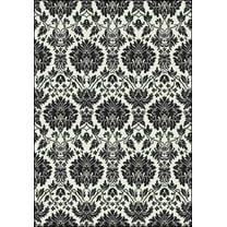 Milliken Black & White Area Rug Manor Uptown Black Damask Flowers 5' 4" x 7' 8" Rectangle