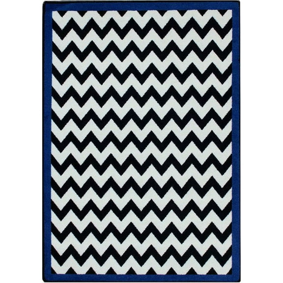 Milliken Black & White Area Rug Vibe Border Purple Bordered Chevron 7' 8" x 10' 9" Rectangle