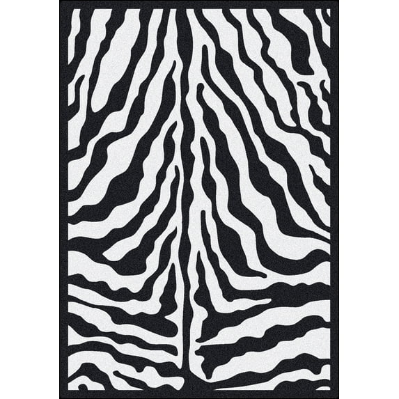 Milliken Black & White Area Rug Zebra Glam Black Ink Zebra Skin 2' 8" x 3' 10" Rectangle