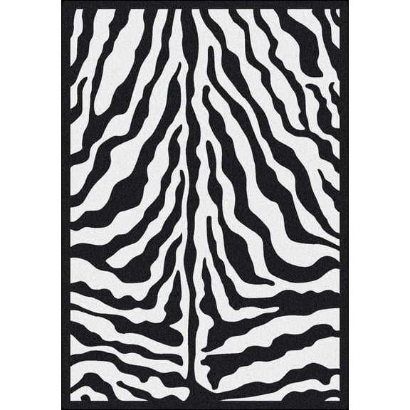 Milliken Black & White Area Rug Zebra Glam Black Ink Zebra Skin 3' 10" x 5' 4" Rectangle