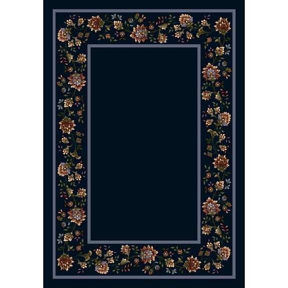 Milliken Blue Bordered Area Rug Khorrasan Sapphire II - Aprx 5' 4" x 7' 8"