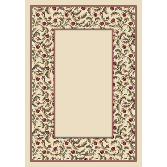 Milliken Blue Bordered Area Rug Latin Rose Opal II - Aprx 5' 4" x 7' 8"