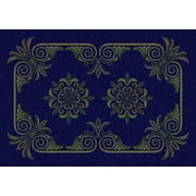 Milliken Blue Floral Blossoms Door Mat Empire Sapphire - Aprx 2 8" x 3 10"