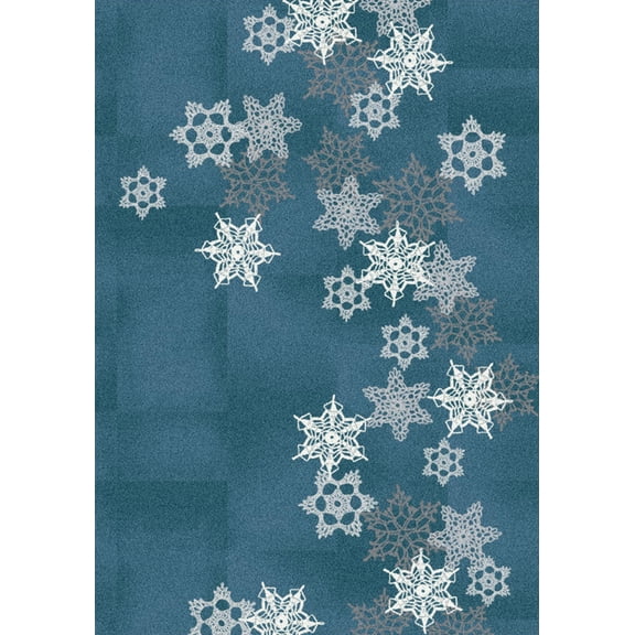 Milliken Blue Geometric Area Rug Snowfall Arctic Blue - Aprx 5' 4" x 7' 8"