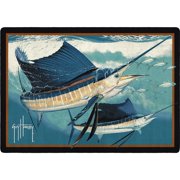Milliken Blue Nautical Boat Spears Area Rug Sailfish - Aprx 3 10" x 5 4"