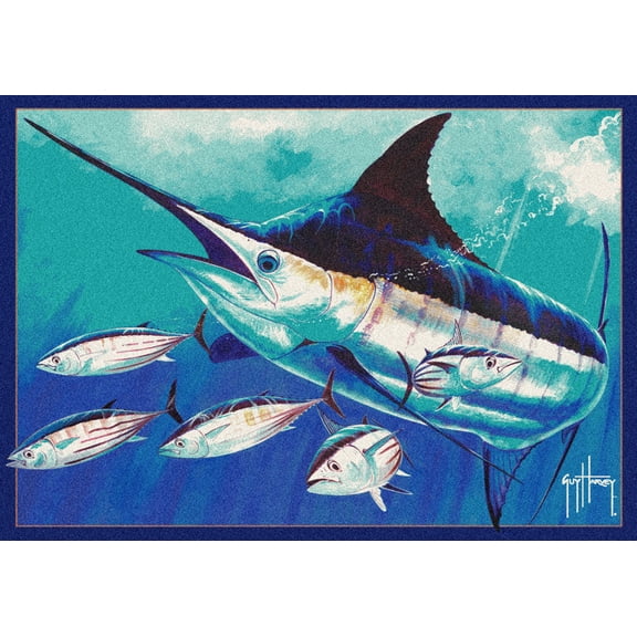 Milliken Blue Nautical Fin Area Rug Skippin School - Aprx 10' 9" x 13' 2"