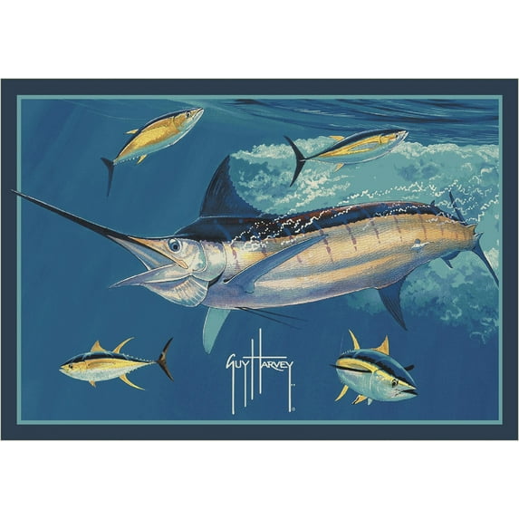 Milliken Blue Nautical Spear Area Rug Marlin Tuna - Aprx 10' 9" x 13' 2"