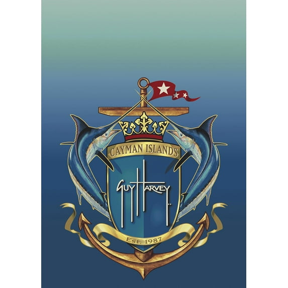 Milliken Blue Nautical Trophy Cayman Door Mat GH Crest - Aprx 2' 8" x 3' 10"