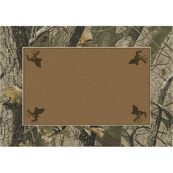 Milliken Brown Bordered Bark Area Rug 20200 Hardwoods - Aprx 5' 4" x 7' 8"