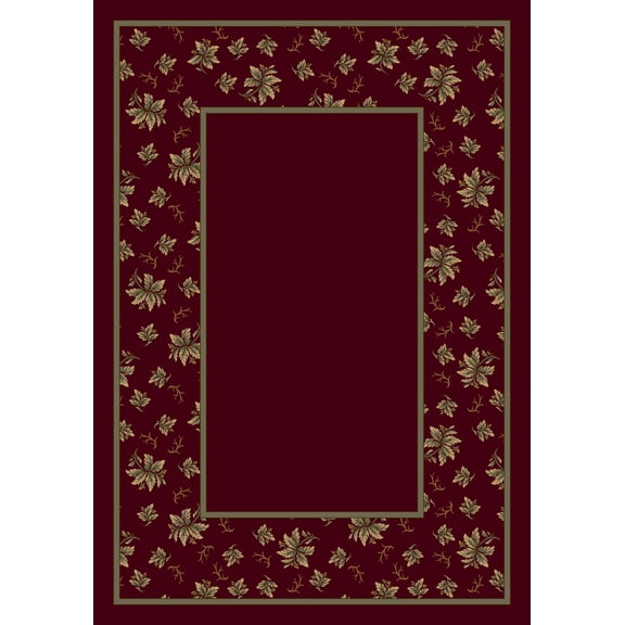 Milliken Design Center Area Rug ERIN GARNET II Erin Garnet Ii Leaves Bordered 2' 4" x 15' 6" Runner