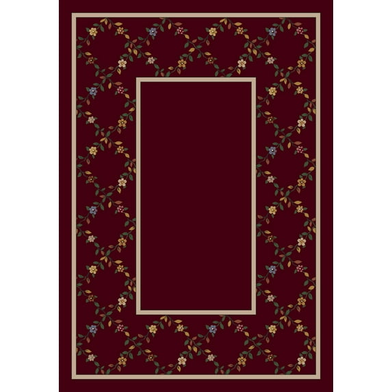 Milliken Design Center Area Rug MAIDEN GARNET Maiden Garnet Vines Diagonals 5' 4" x 7' 8" Rectangle