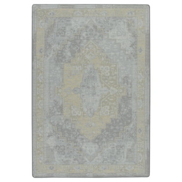 Milliken Drayton Area Rug 4000174130 Saxon Silver Ornate Medallion 3' 10" x  5' 4" Rectangle