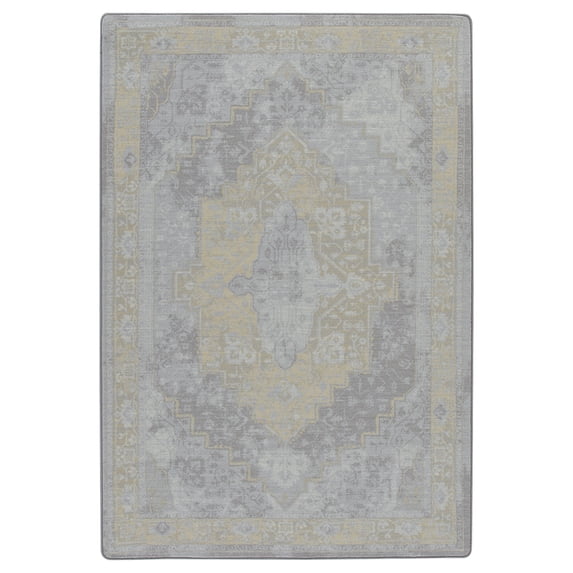 Milliken Drayton Area Rug 4000174140 Saxon Silver Ornate Medallion 7' 8" x 10' 9" Rectangle